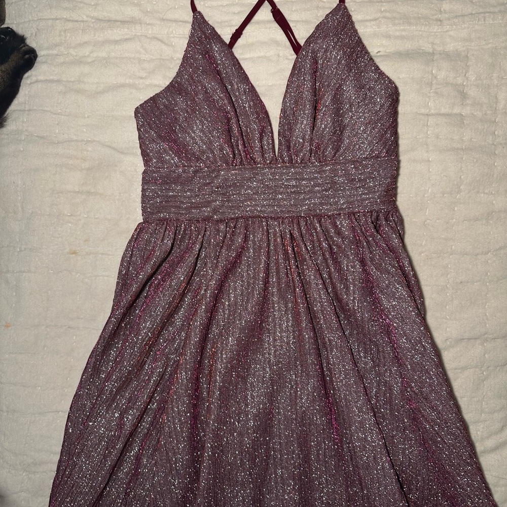 Lulus Stop the Show Glitter Skater Womens Dress Pink Purple - Size Small - Picture 12 of 12